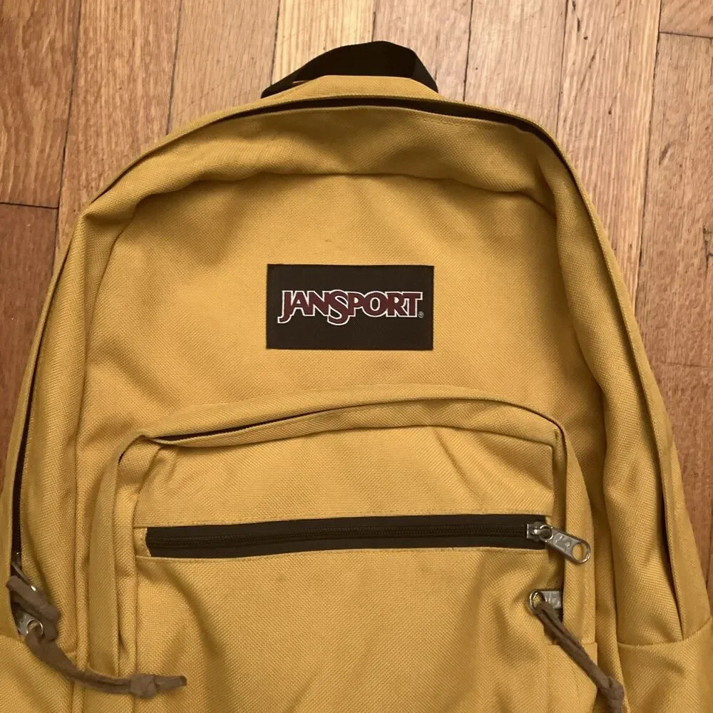 Jansport Right Pack Backpack Mustard Yellow Leather Bottom 18”